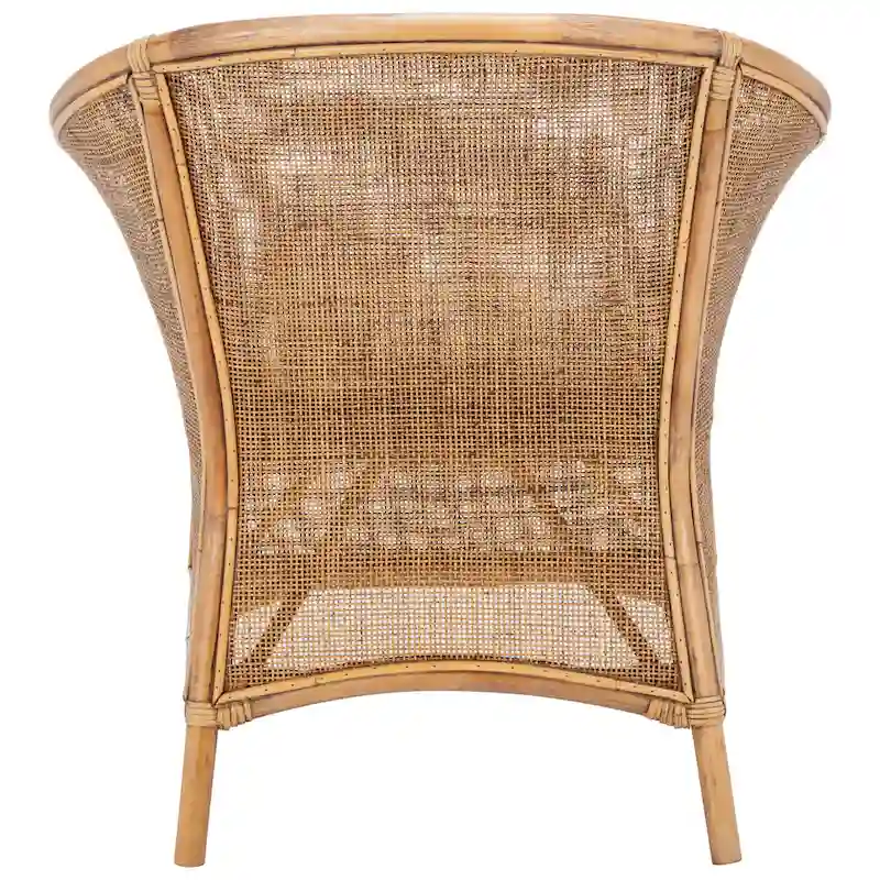 SAFAVIEH Adline Rattan Honey Brown Accent Chair with Cushion - 29.9 W x 25.6 L x 31.5 H - 30Wx26Dx32H
