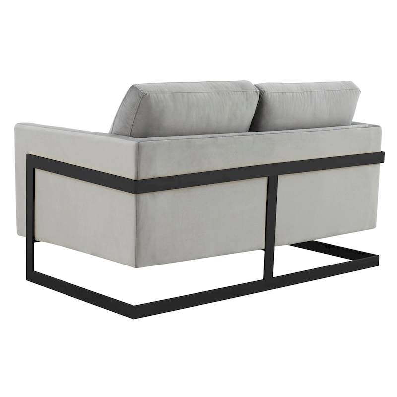 Upholstered Loveseat Sofa in Velvet Fabric with Removable Cushions and Stainless Steel Frame