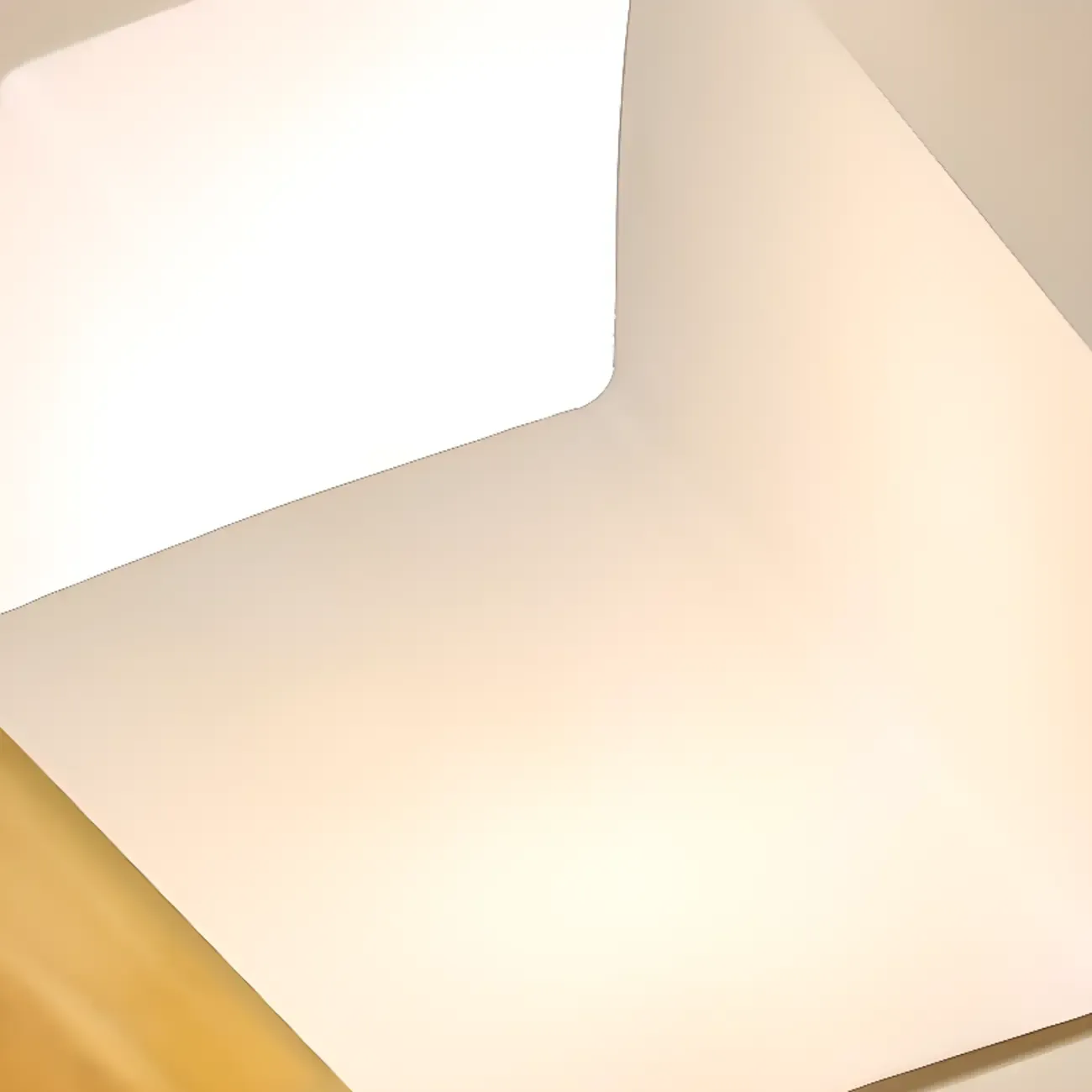 8.5 Height Square Glass Natural Wood Semi Flush Ceiling Light