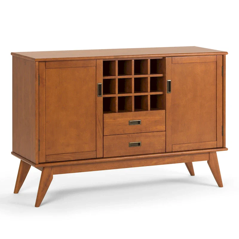 Tierney SOLID HARDWOOD 54 inch Wide Mid Century Modern Sideboard Buffet and Winerack - 54 W x 17 D x 36 H
