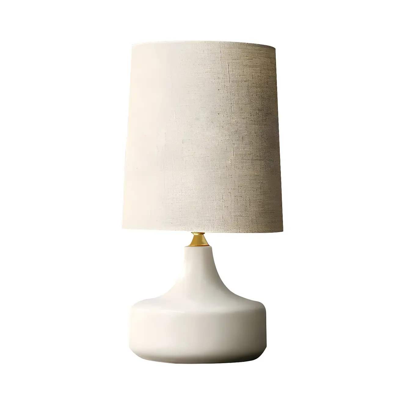 Modern Ceramic Barrel Bedside Table Lamp with Linen Shade