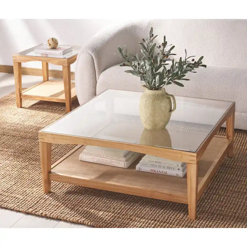 Square Glass Coffee Table — W40 x D40 x H17