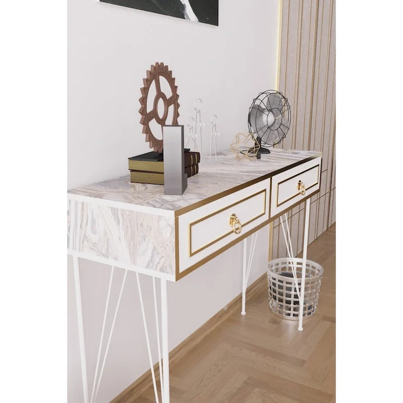 Modern Console Table with Sleek Metal Legs, Entryway Hallway Accent Table