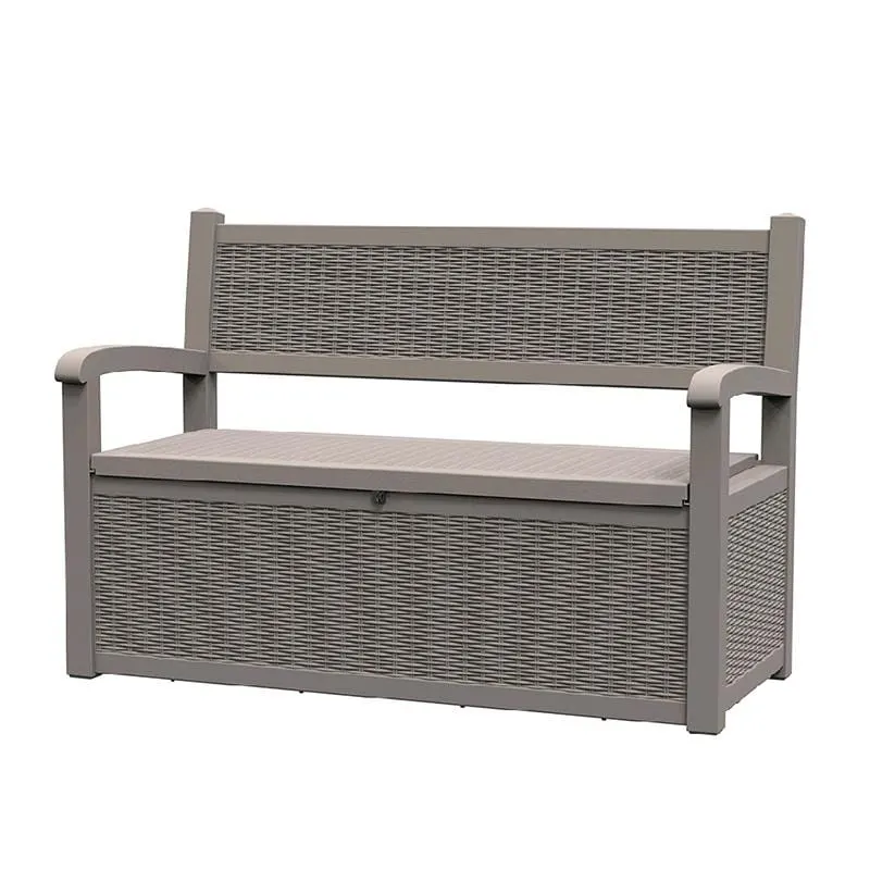 All-Weather Resin Storage Bench with Lockable Hidden Compartment - Rattan-Look Design, 500 lbs Capacity, 70-Gallon Storage