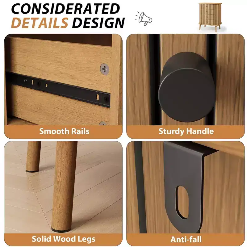 Fluted 4 Drawers Dresser, Tall Modern Chest of Drawers, Bedroom Dressers with Drawers