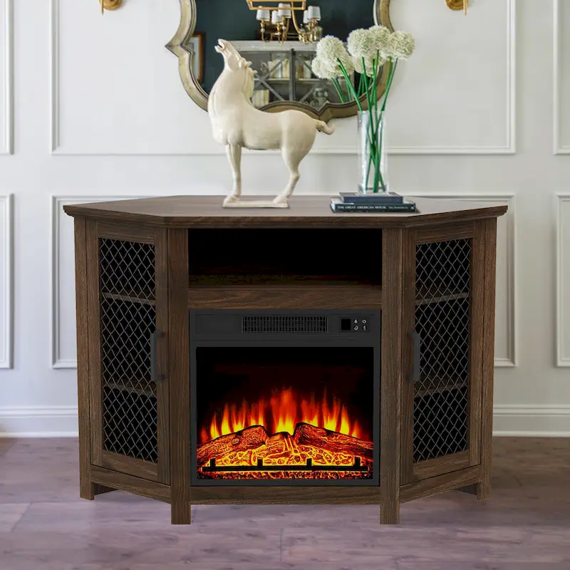 44.8 TV Stand Console with 18 Electric Fireplace and Shelves - N/A