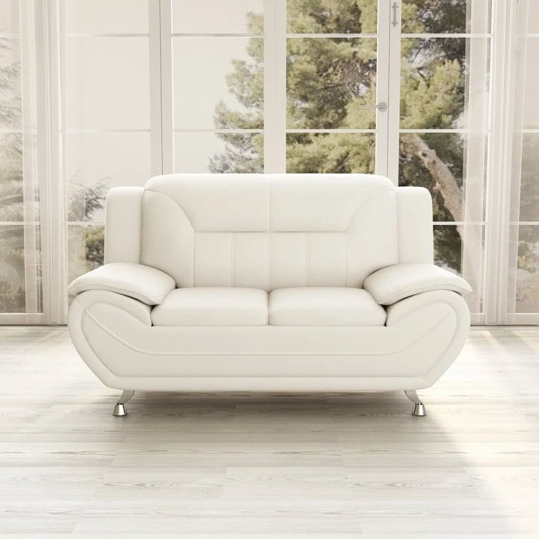 Sanuel 61.3 Faux Leather Pillow Top Arm Loveseat - N/A