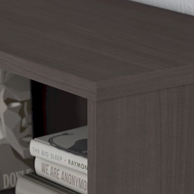 Grey / Tan / White / Taupe / Brown 2-Shelf Bookcase Cabinet with Metal Base