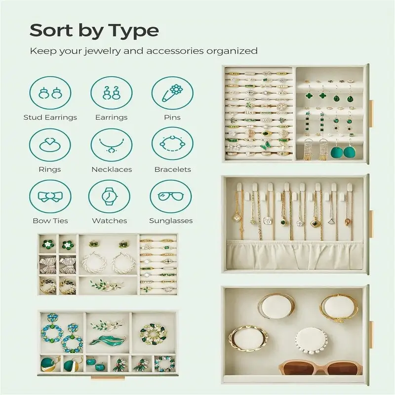 Jewelry Box with Glass Window - 6.1D x 10.3W x 12.6H