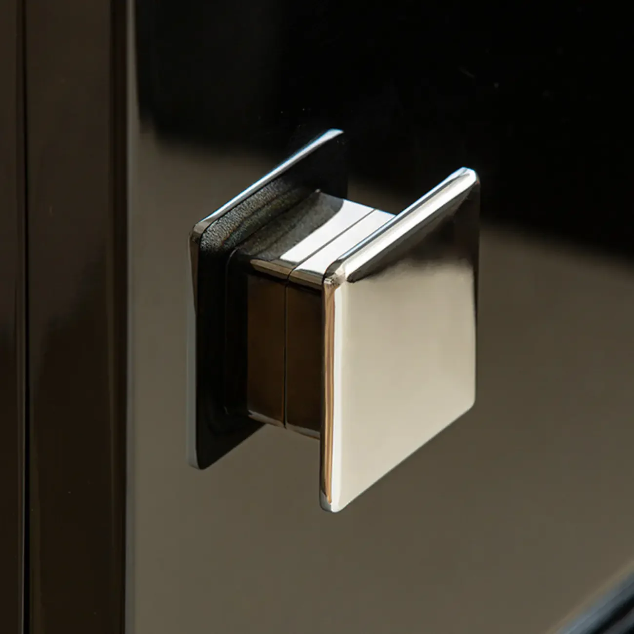 Modern Glossy Wood Metal 2-Drawer Nightstand