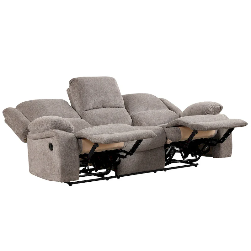 3-Piece Mocha Chenille Manual Reclining Sofa Set
