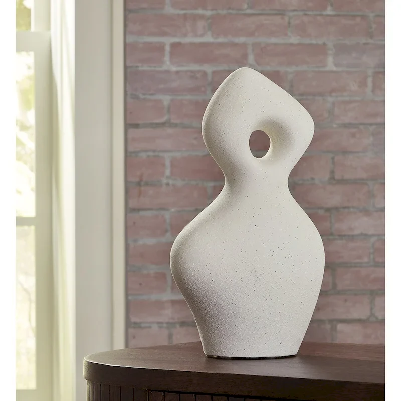 Signature Design by Ashley Arthrow Off-White Sculpture - 8.13 W x 5 D x 14.75 H