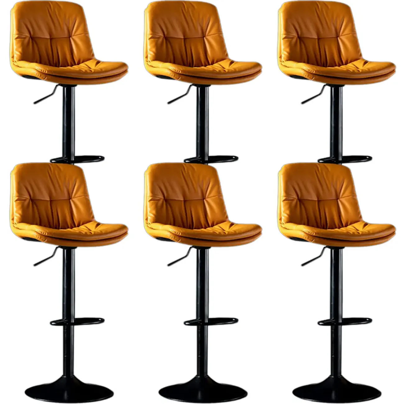 Adjustable Leather Low Back Swivel Bar Stool
