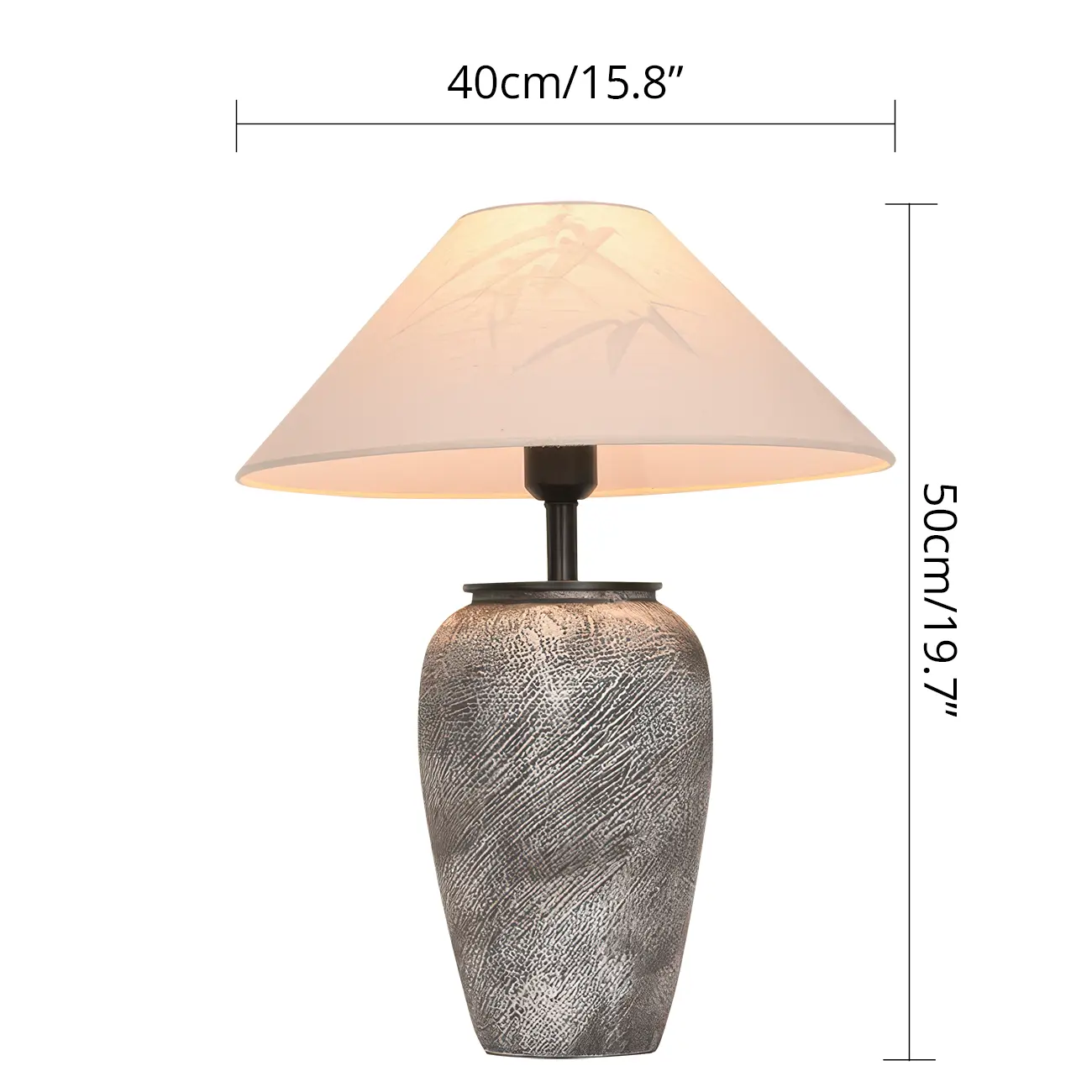 Modern Gray Ceramic Table Lamp with Fabric Shade