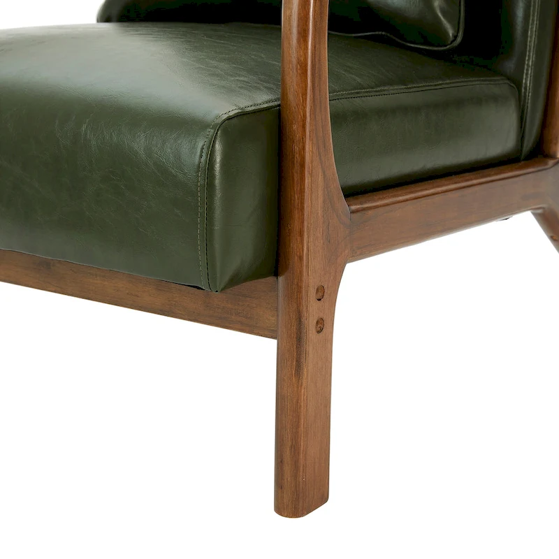 Glitzhome Set of 2 30.75H Mid-Century Modern PU Leather Accent Chairs with Cushion - 25.75W x 33.75D x 30.75H