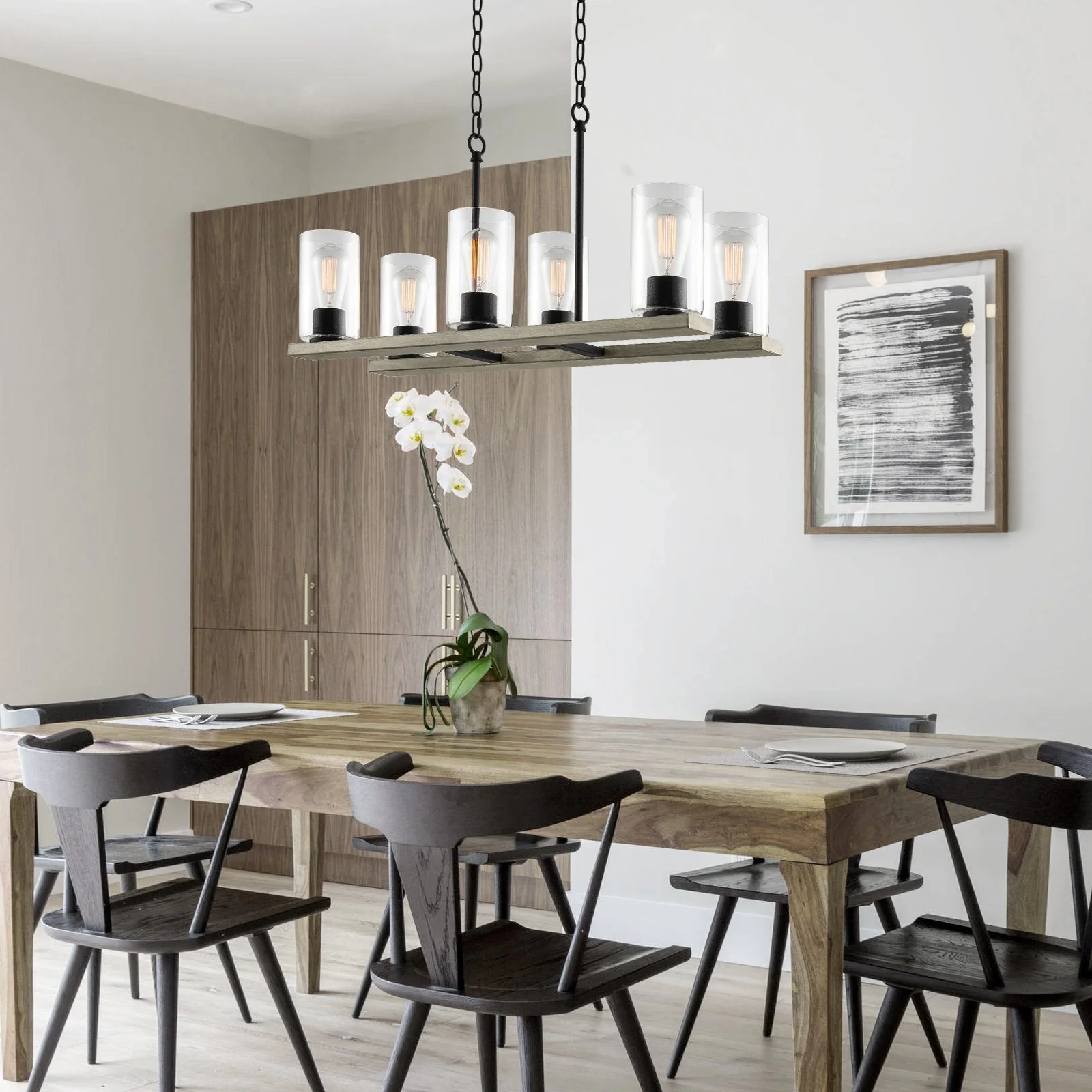 Piedmont 30 6-Light Large Farmhouse Kitchen Island Chandelier