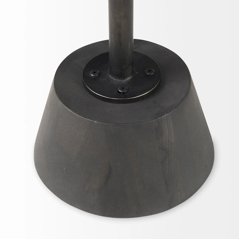 Maxwell Dark Brown Wood w/Black Metal Pedestal Round Side Table