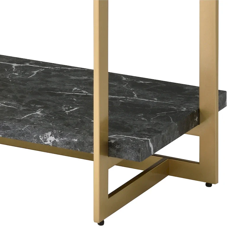 Lovell Glam Gold and Black 51-inch Faux Marble 1-Shelf Sofa Table by Furniture of America