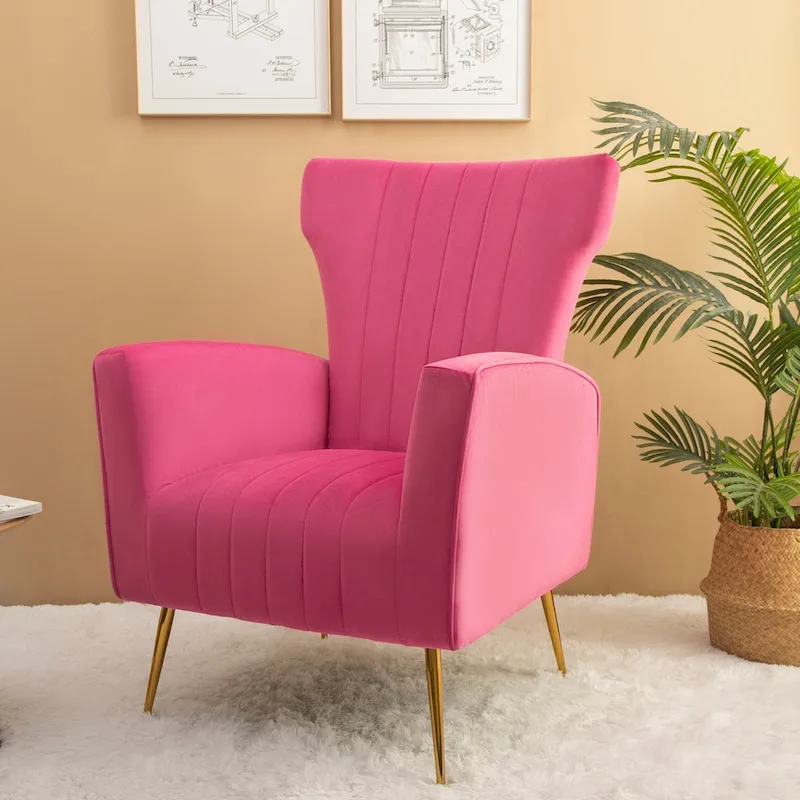Velvet Accent Chair with Gold Legs