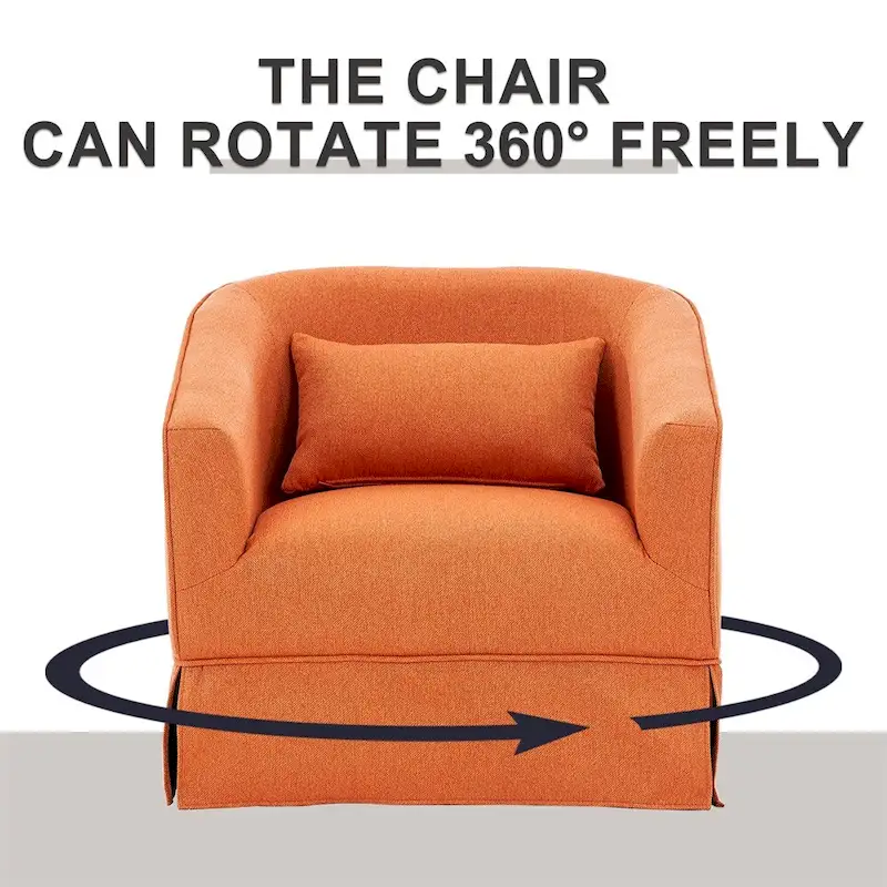 Swivel Barrel Chair with Ottoman and Black Metal Base