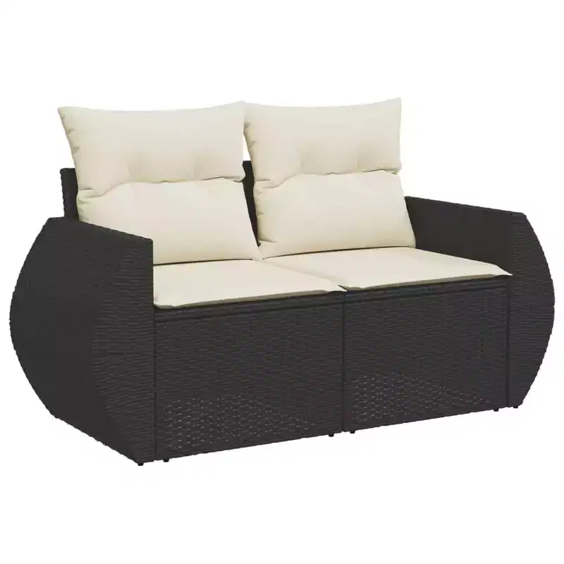 vidaXL Garden Sofa Set Black PE Rattan Large Adjustable Feet
