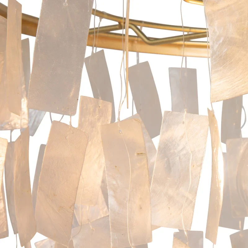 Marina Metal and Natural Capiz Chandelier Style Pendant Ceiling Light