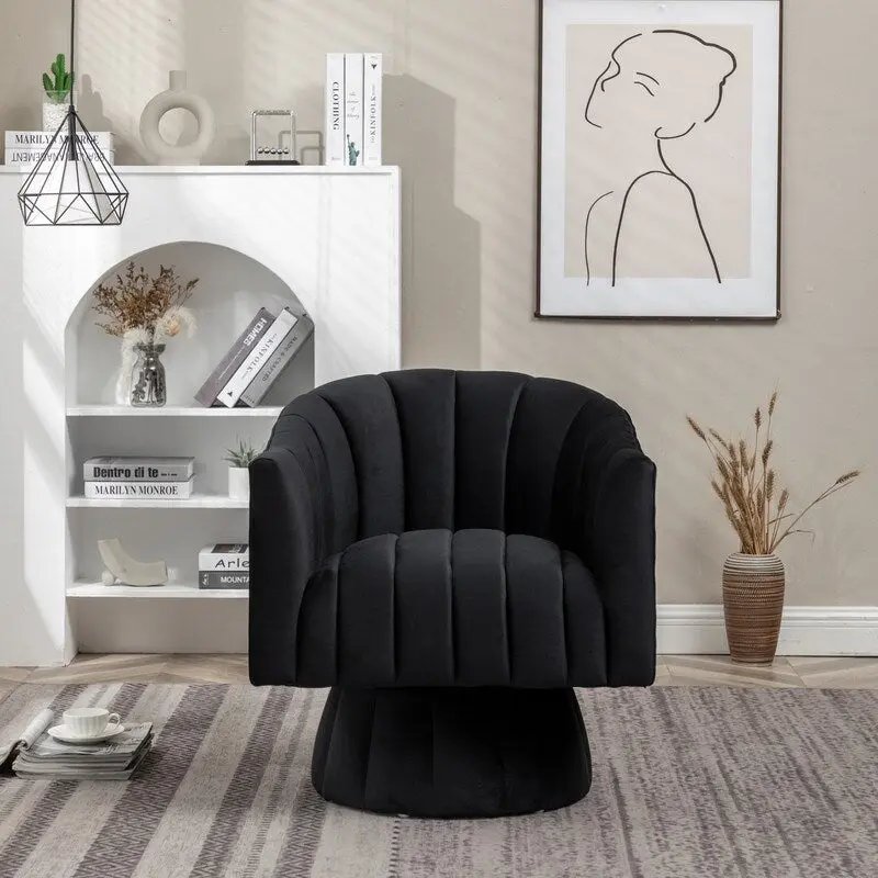 SEYNAR Modern Glam Velvet Upholstered Round 360 Degree Swivel Accent Barrel Chair Set of 2