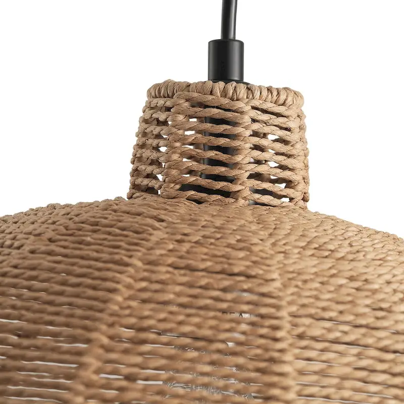 Farmhouse Brown 1-Light Woven Paper Rope Pendant Light