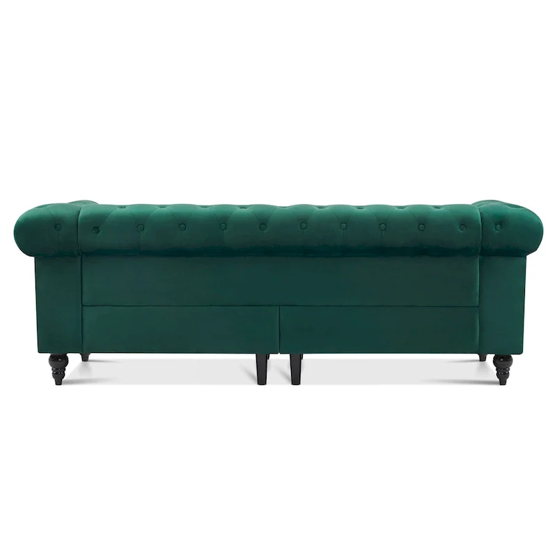 Modern Quilted Club Sofa with Oak Legs