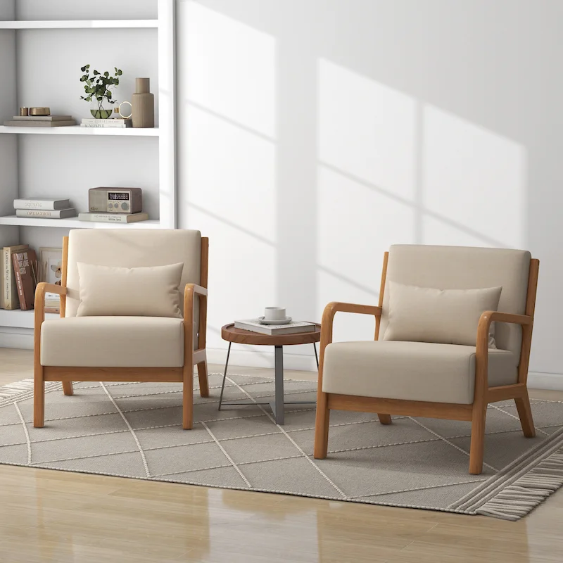 Upholstered Armchair Accent Chairs with Pillows Set of 2