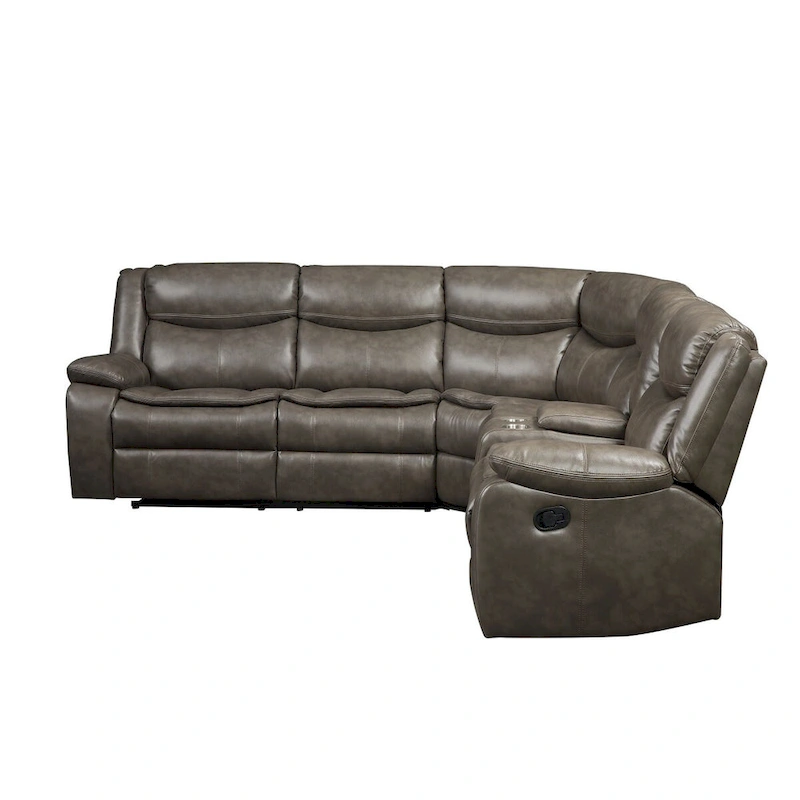 Leatherette Upholstered Reclining Sectional in Taupe