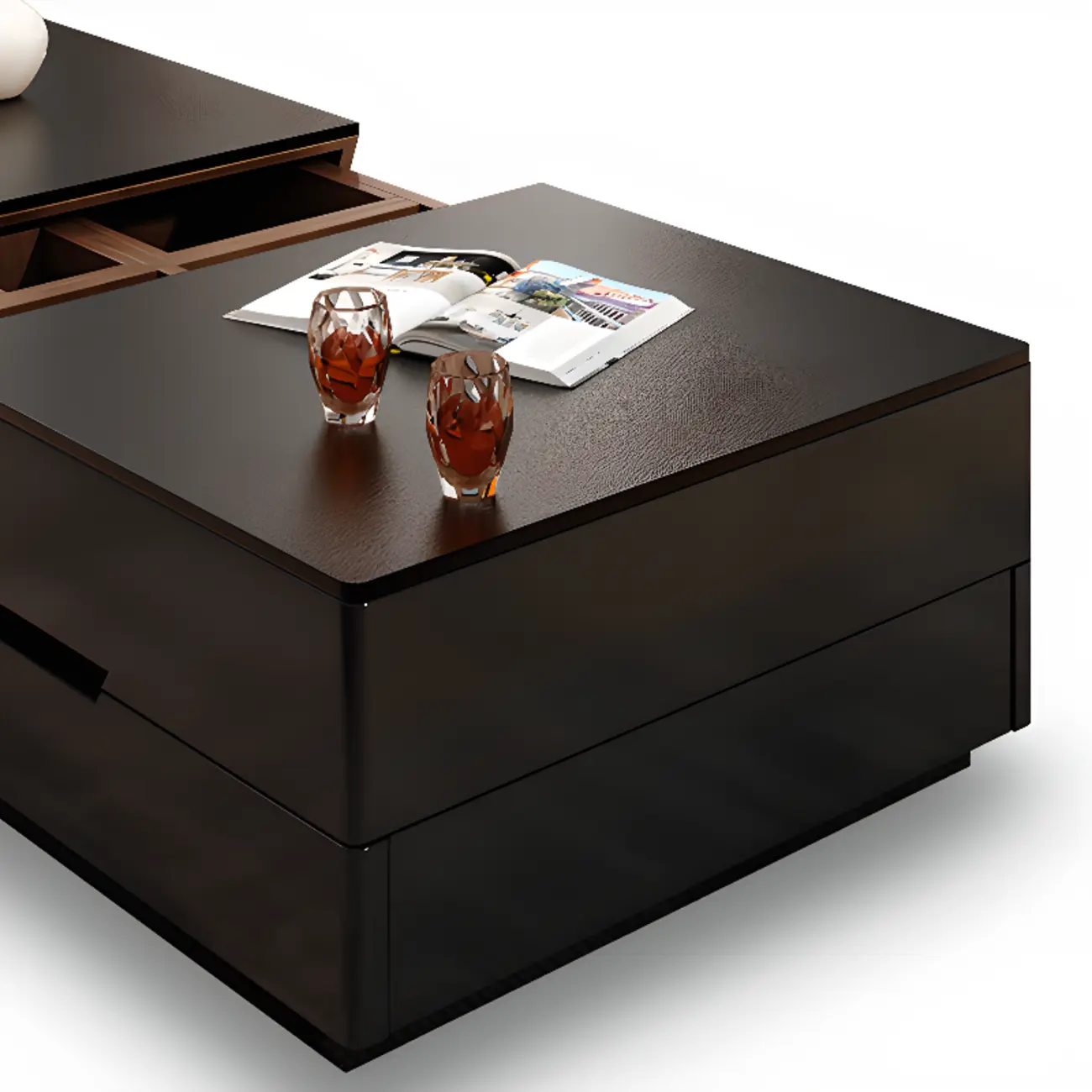 Modern Wood Lift-Top Coffee Table Cabinet, Rectangular Design