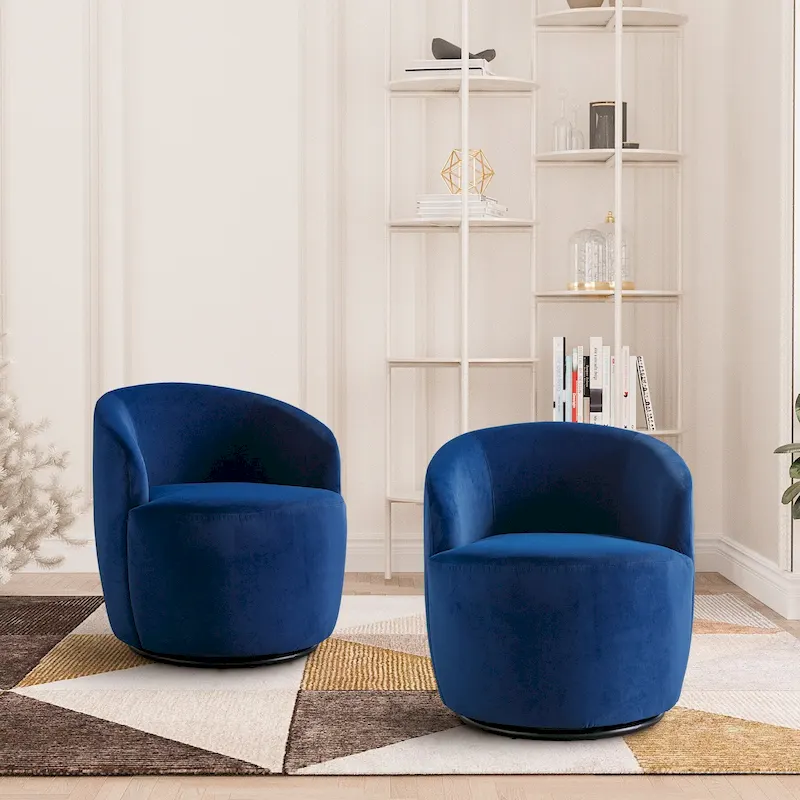 Ouyessir Modern Teddy Upholstered Swivel Barrel Chair(Set of 2)