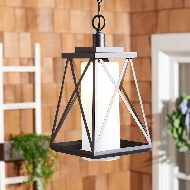 SAFAVIEH Lighting Vien 9  Modern & Contemporary Outdoor Pendant - 9  W x 9  D x 17  H - Black - 9Wx9Dx17H