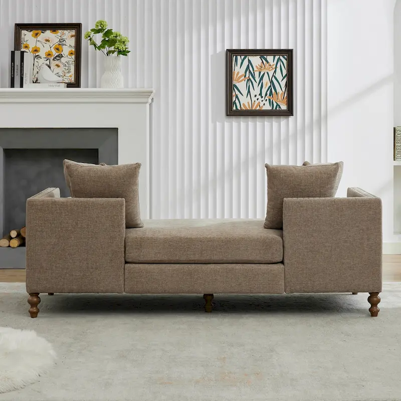 Upholstered Chaise Lounge with Nailhead Trim