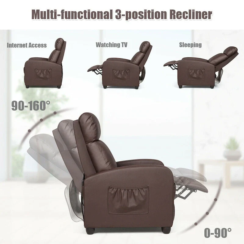 Massage Recliner Chair Single Sofa Padded Seat w/ Footrest