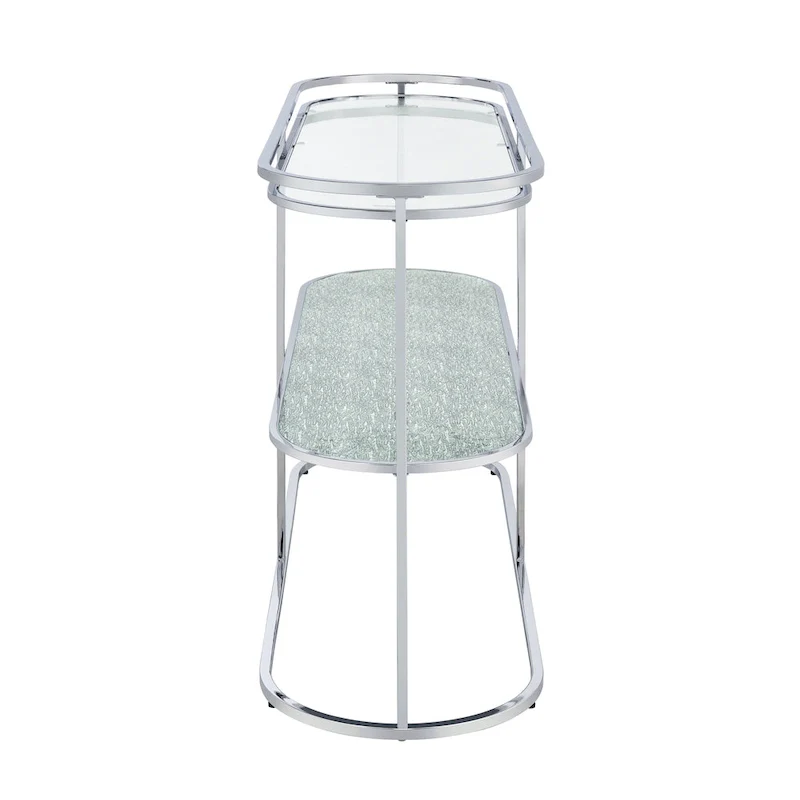Taylaa Glam Chrome 48-inch Glass Top 1-Shelf Sofa Table by