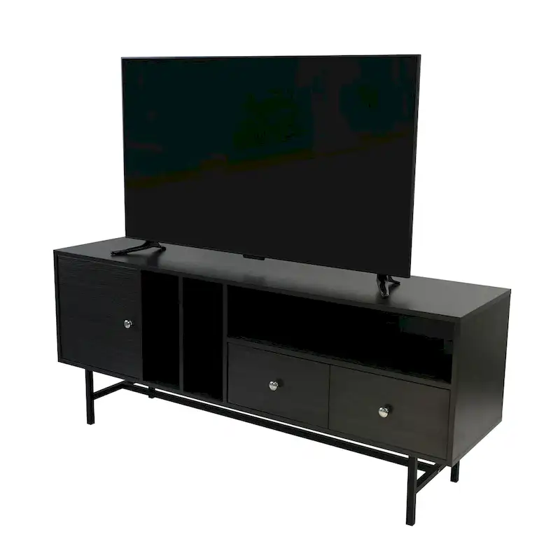 Rochester 2-Drawer 4-Shelf TV Stand Credenza with Iron Legs