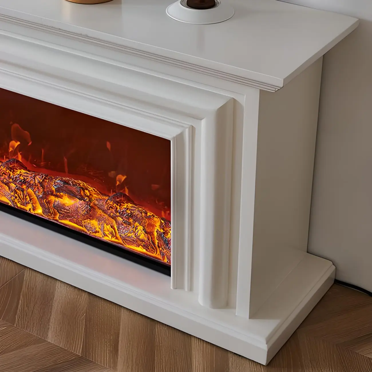 71 Rectangle Wood Brown Electric Fireplace TV Stand with Light