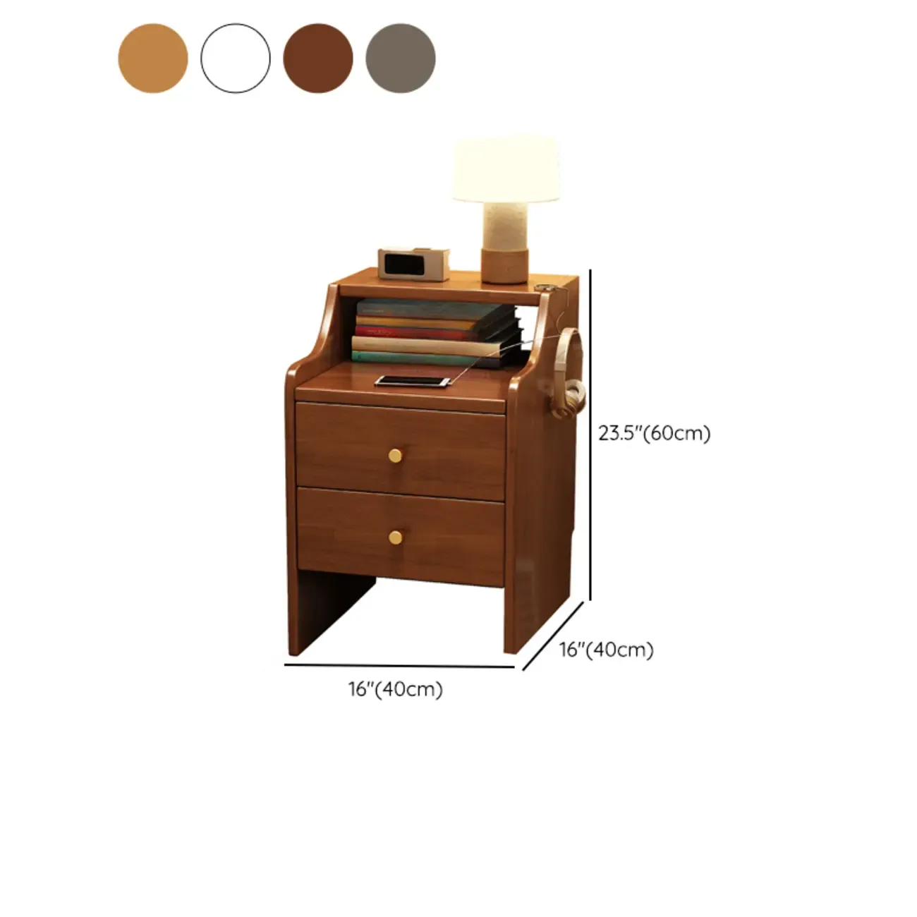 Classic Premium Wood 2 Drawers  Bedside Cabinet Nightstand