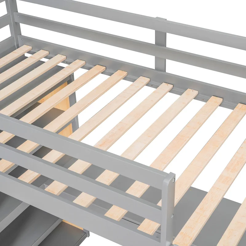 Twin Loft Bed with Desk and Shelves