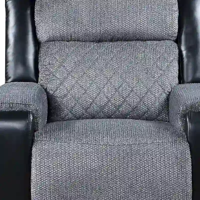 HomeRoots 39 Black And Gray Faux Leather And Fabric Manual Recliner