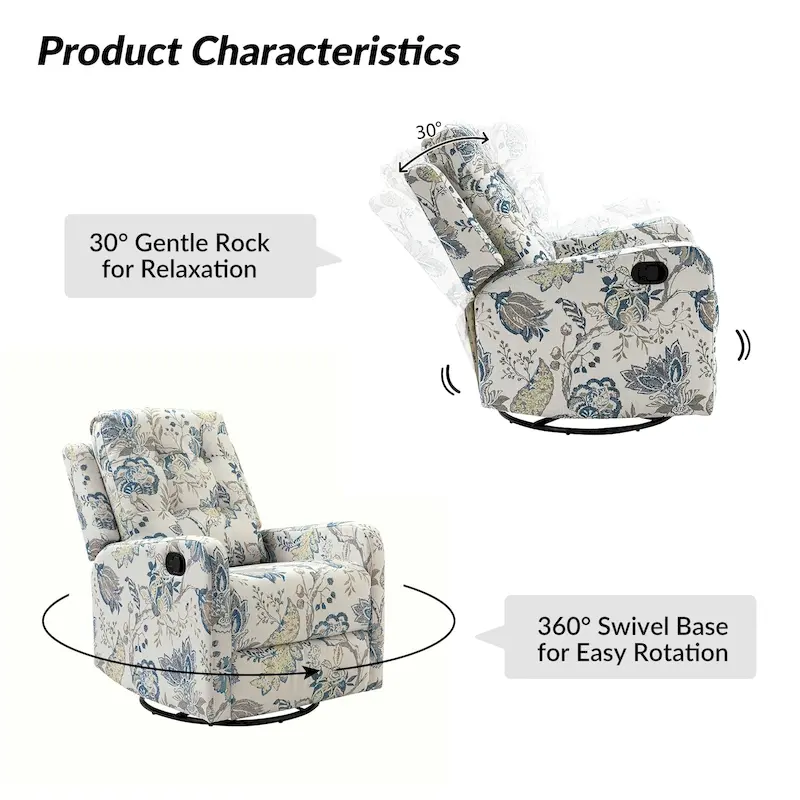 Manual Swivel Recliner with Tufted Back Set of 2