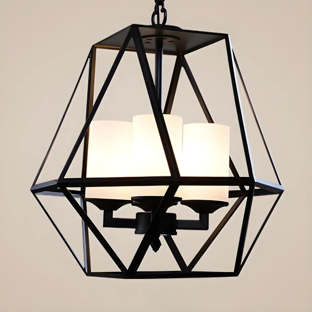 Black Geometric Iron Frame Modern Chandelier
