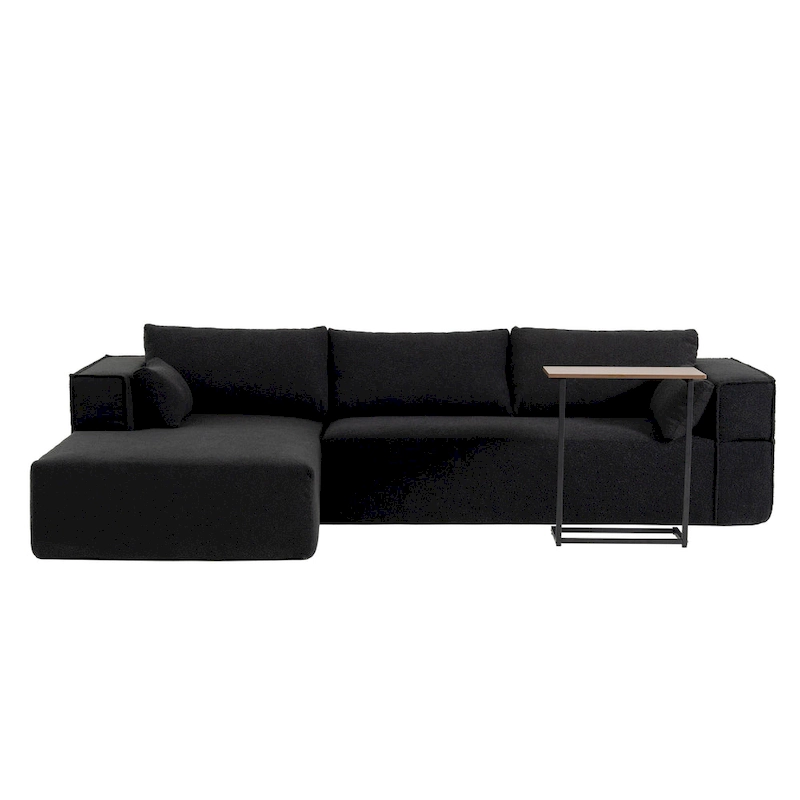 L-Shaped Modular Sectional Sofa with Side Table, Chaise, Wide Seat