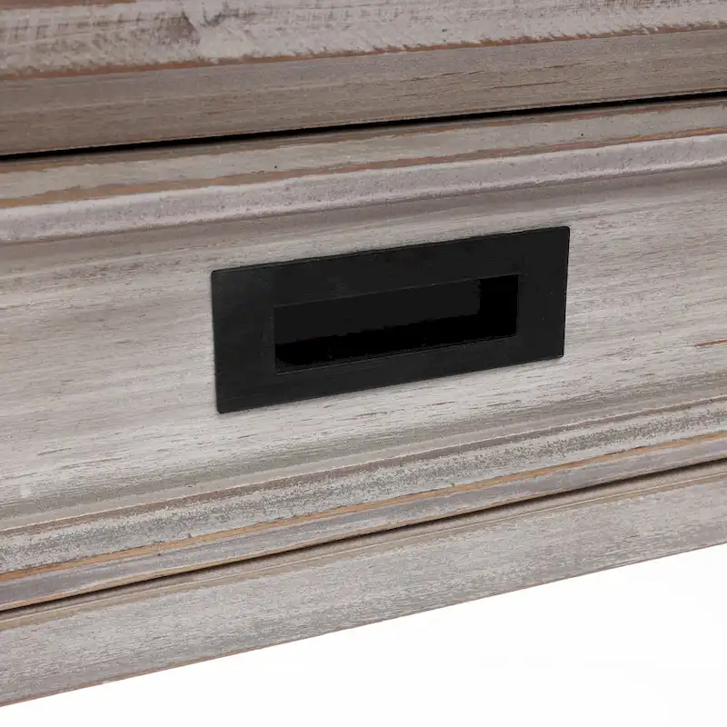 Grey Washed Wood 2-Drawer 1-Shelf Console and Entry Table - 32.7 H x 47.2 W x 13.8 D