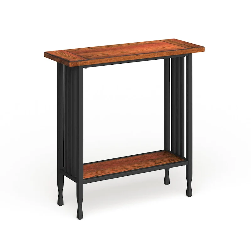 Matte Black Slatted Mission Oak Hall Stand