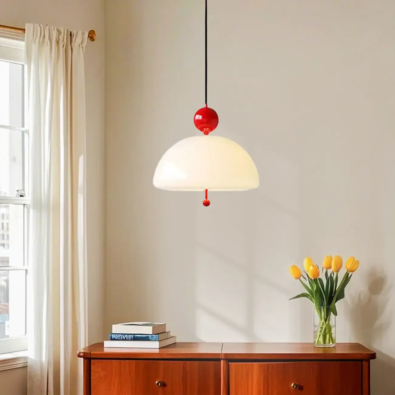 Minimalist 3-Light Dome Glass Chandelier for Dining Room