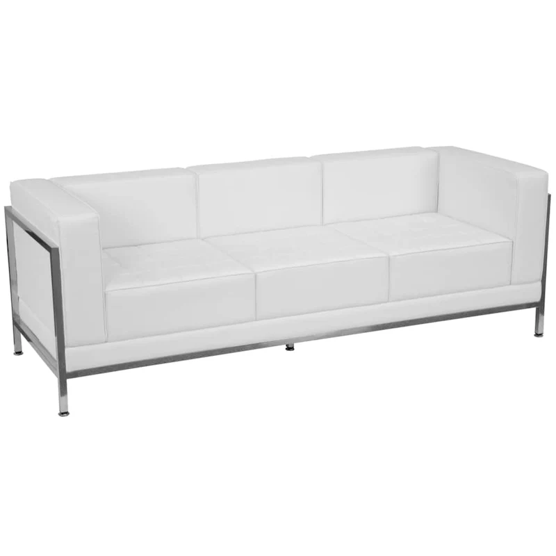 LeatherSoft Modular Sofa with Quilted Tufted Seat and Encasing Frame - 79W x 28.75D x 27.25H