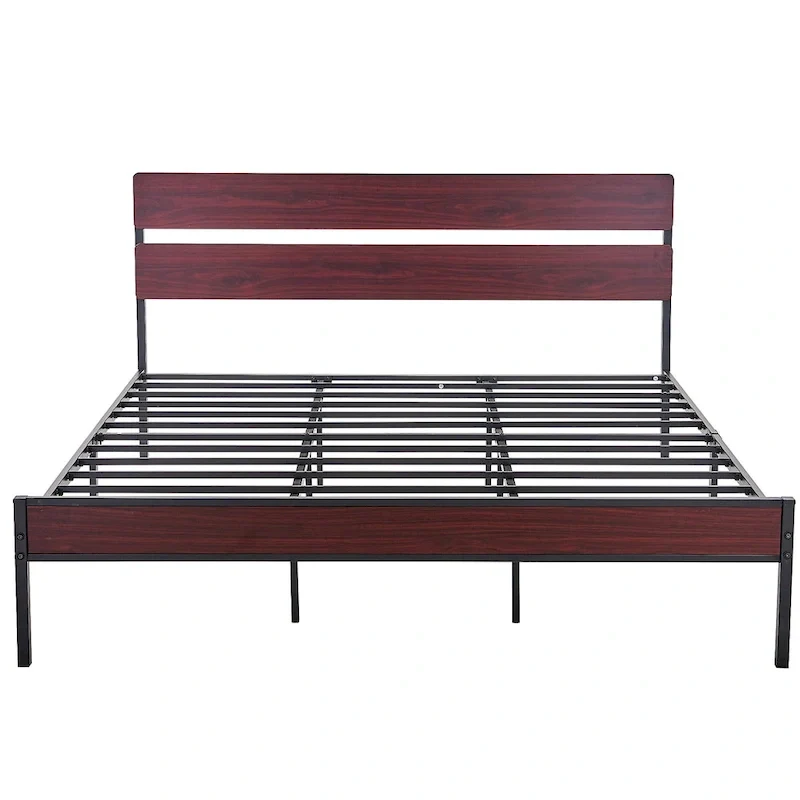 Javlergo Industrial Iron Bed Frames with MDF Headboard - Space-Saving & Durable